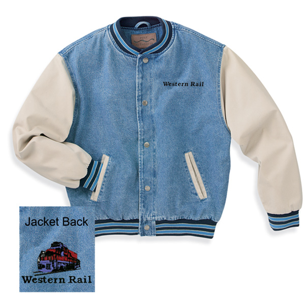 blue jean varsity jacket